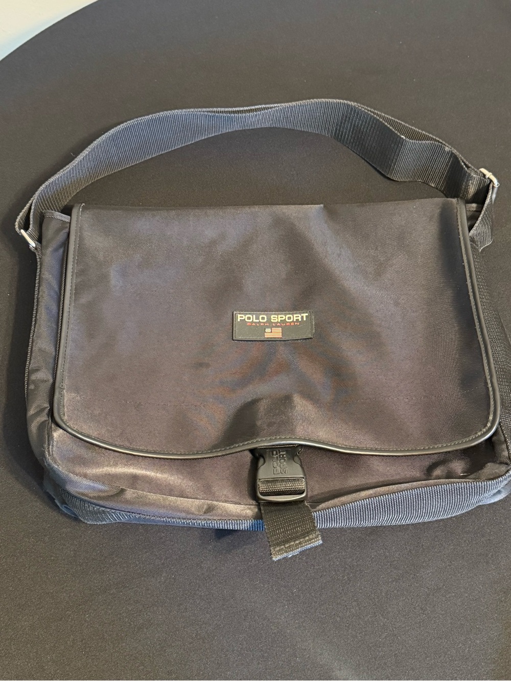 Vintage Polo by Ralph Lauren Black Polo Sport Messenger Bag